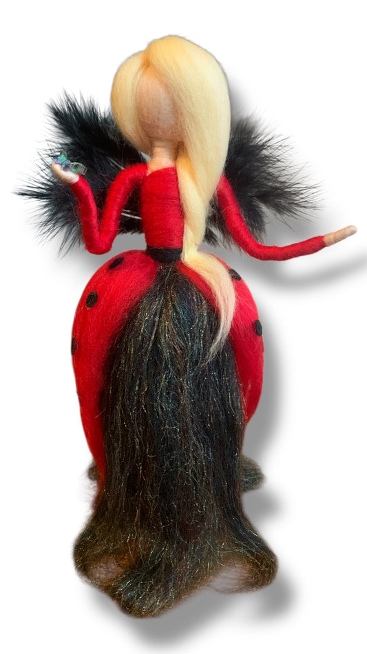 Needle Felted Wool LadyBird fairy