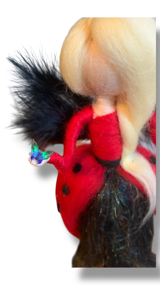 Needle Felted Wool LadyBird fairy