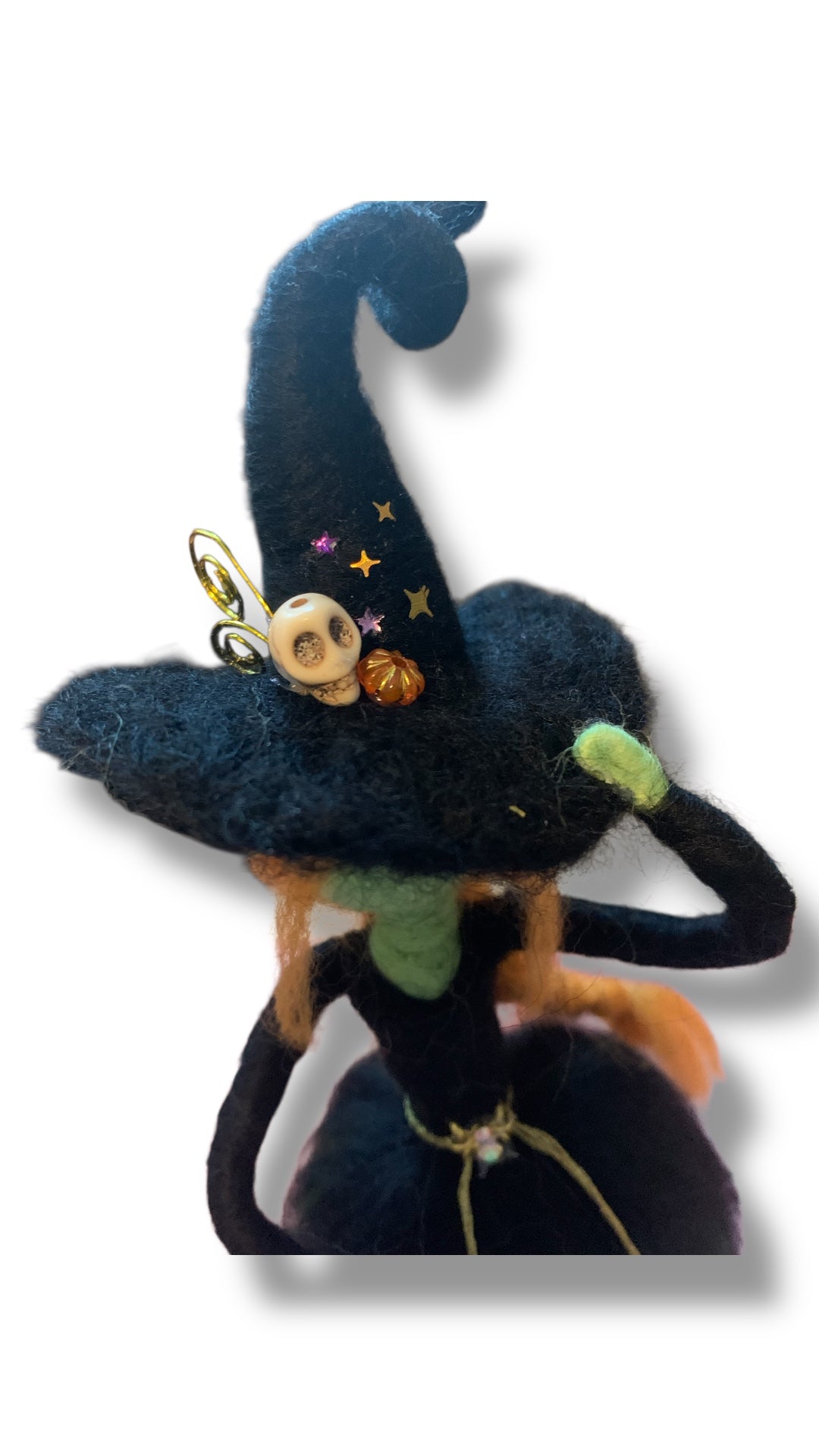 Needle Felted Wool Witch with Crystal Ball